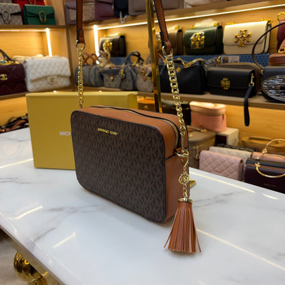 MK Dark Brown Jet Set Large Crossbody Bag