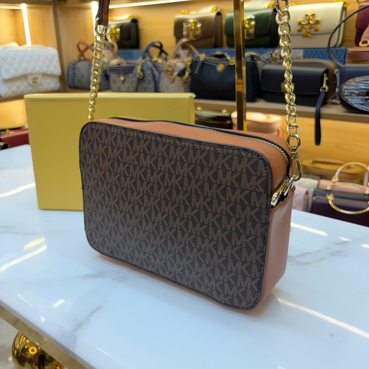 MK Dark Brown Jet Set Large Crossbody Bag