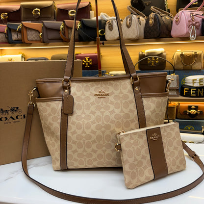 Coch Premium Tote With Wallet - Light Apricot