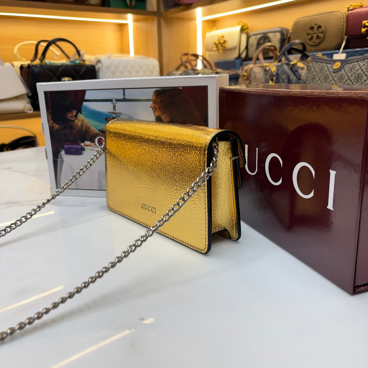 GG Diana Crossbody Bag (Double Box Packaging) - Metallic Gold