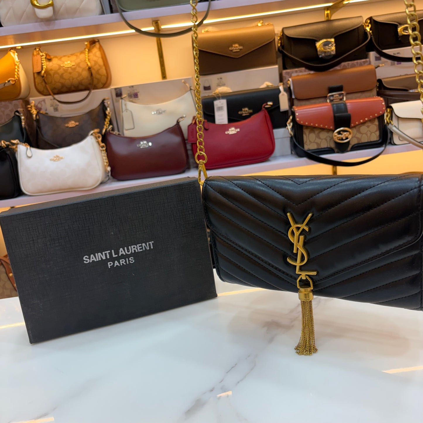 YSL Clutch Sling - Black