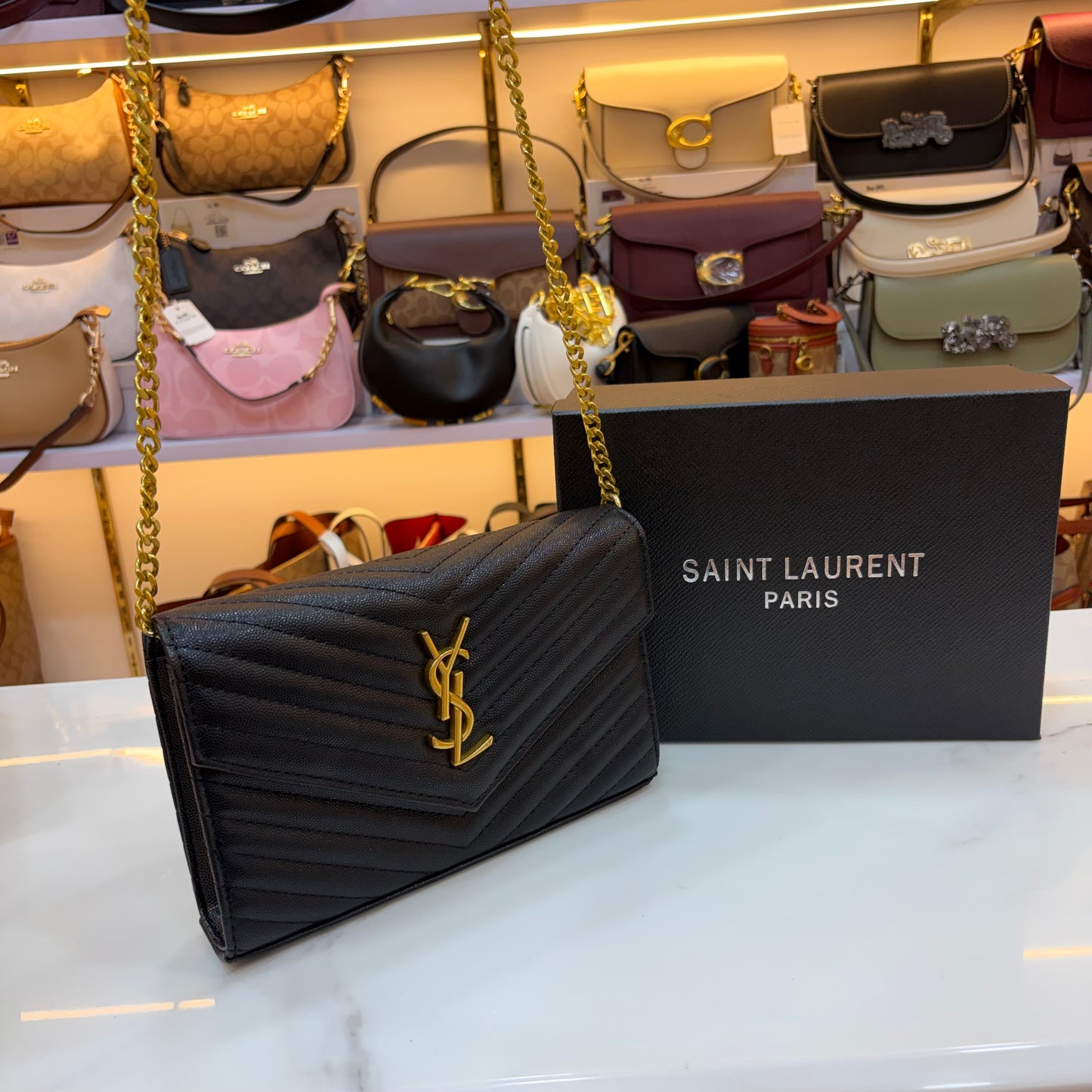 YSL Cassandre Wallet on Chain - Black