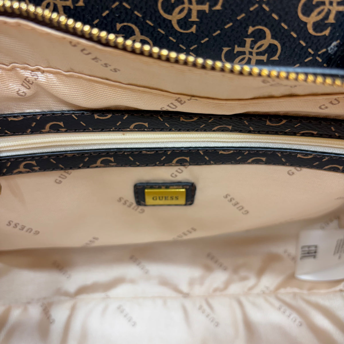 Guess Ginevra Elite Satchel - Dark Monogram Print