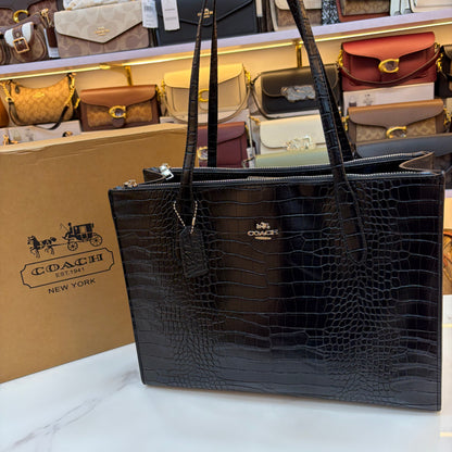 COCH MAGGIE LARGE TOTE - Black Crocodile Print