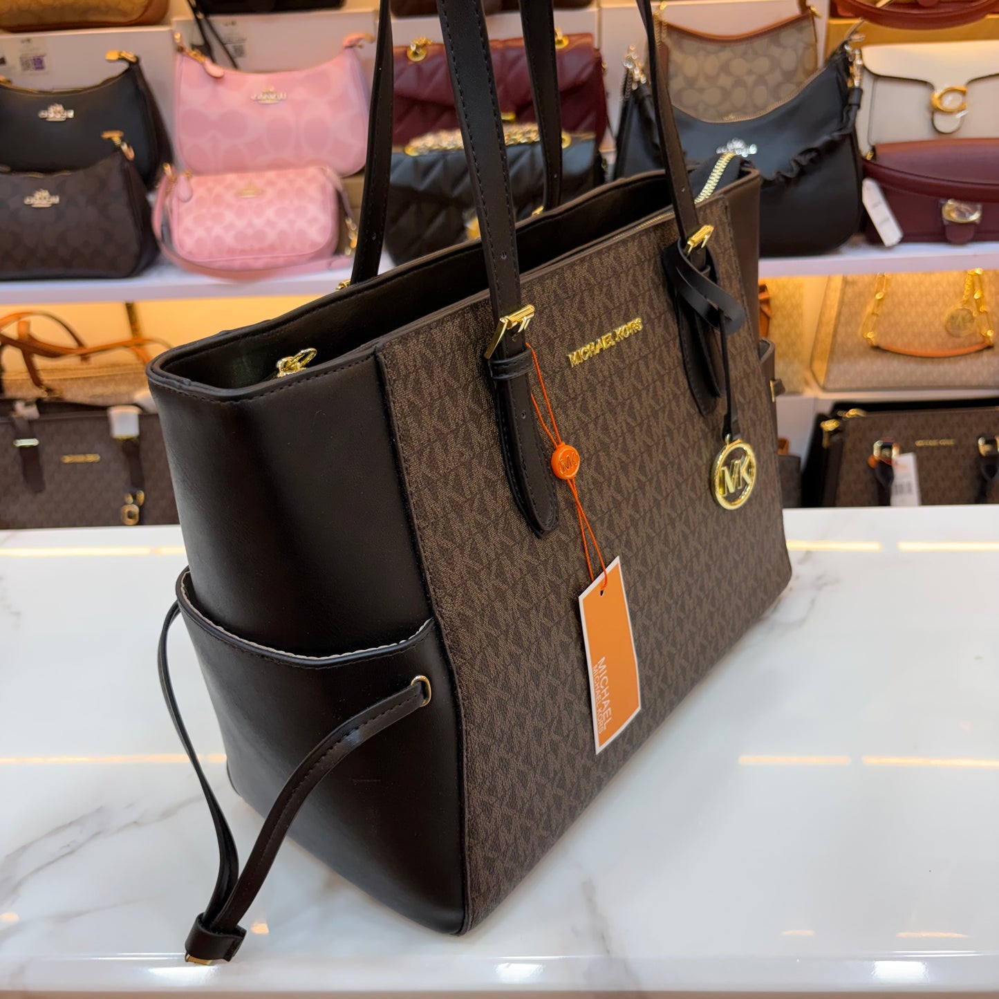 MK Gilly Large Drawstring Tote - Black