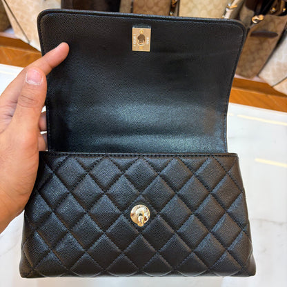 CHNL Coco Handle Flap Bag - Black