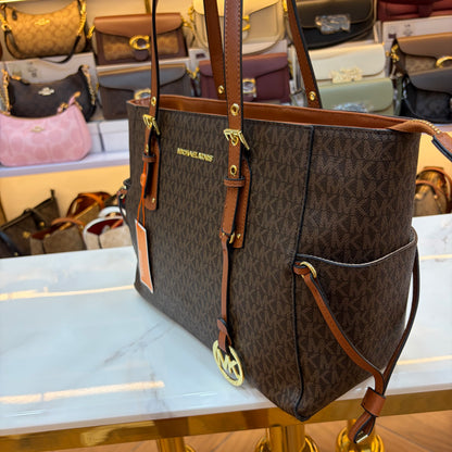 MK Voyager Large Tote Bag - Dark Brown & Tan