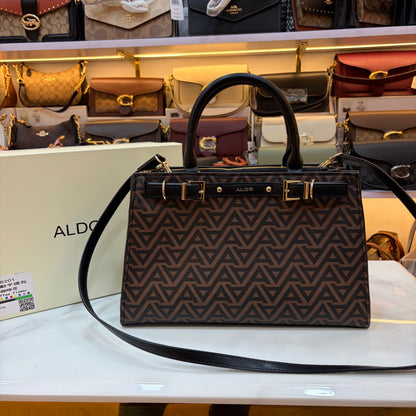 ALD Geometric Monogram Satchel - Black