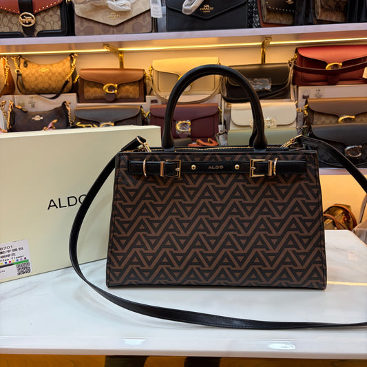 ALD Geometric Monogram Satchel - Black