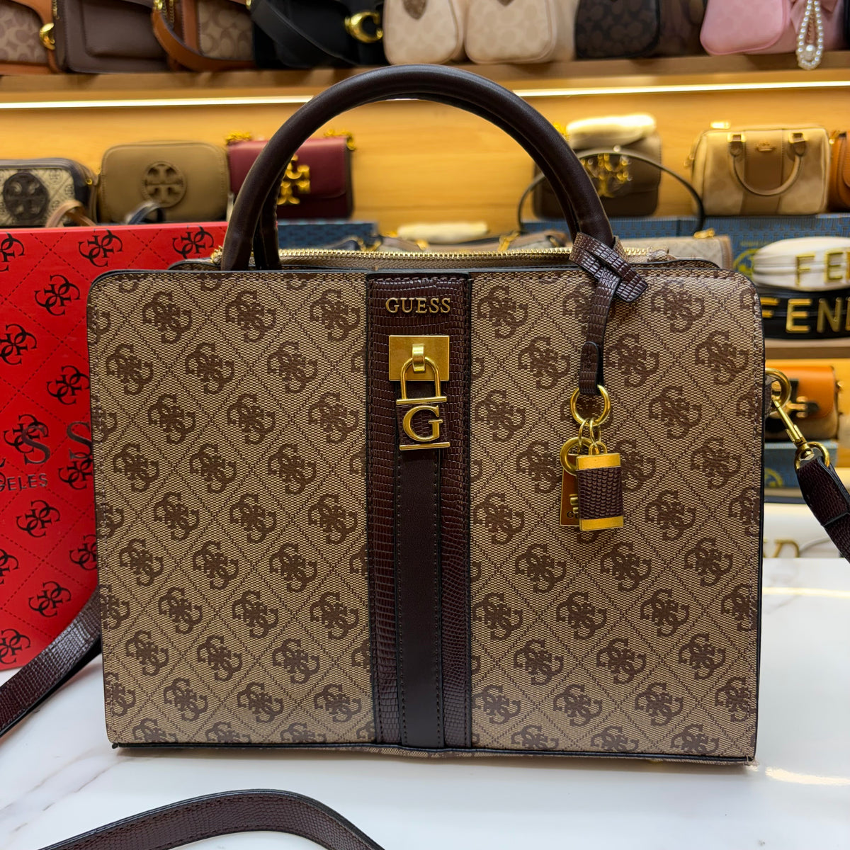 Guess Ginevra Elite Satchel - Monogram Print