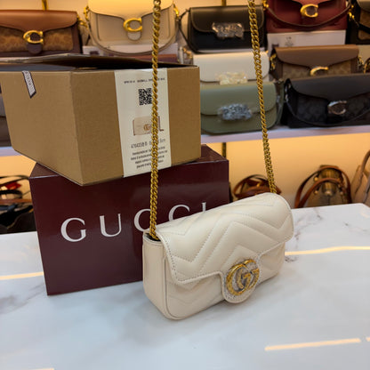 GG Marmont Mini Sling Bag - White (Ultra Premium Double Box)