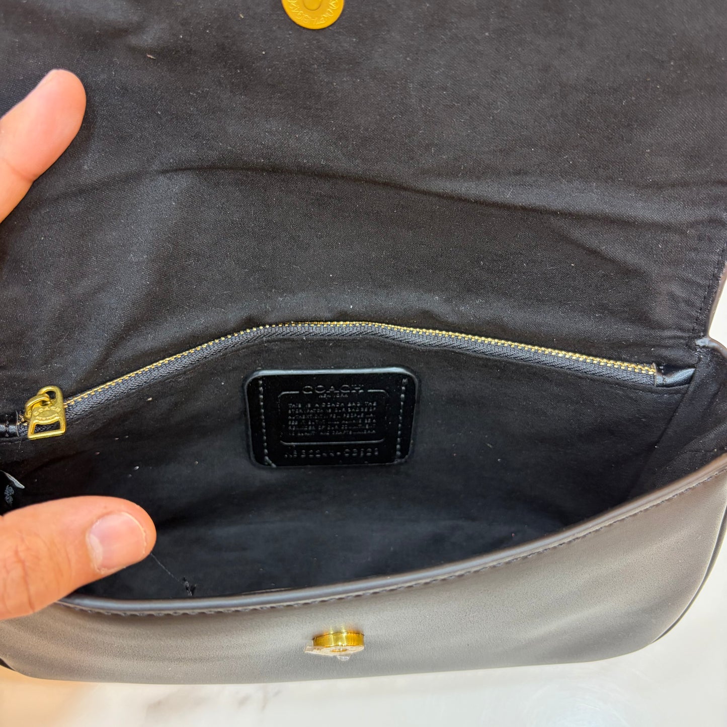 COCH Signature Canvas Brook Flap Chain Bag - Black