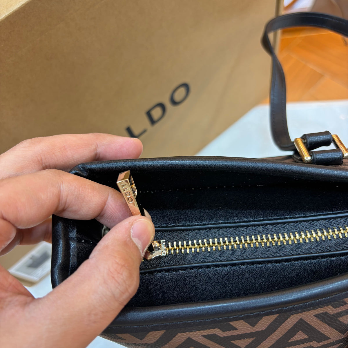 Ald Large Tote Bag - Black Brown