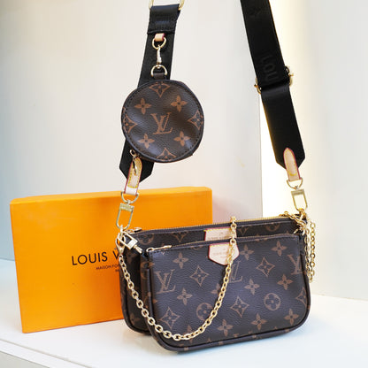 LV05 Pochette 3 Compartment Sling Bag - Coffee belt