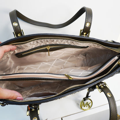 MK04 3 Compartment Tote Bag - Olive Green Colour