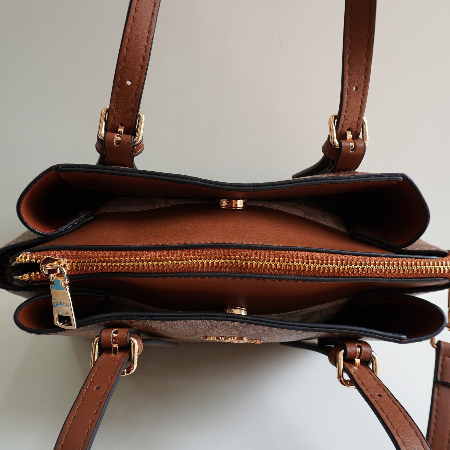 CH030 3 Compartment Shoulder Bag - Apricot