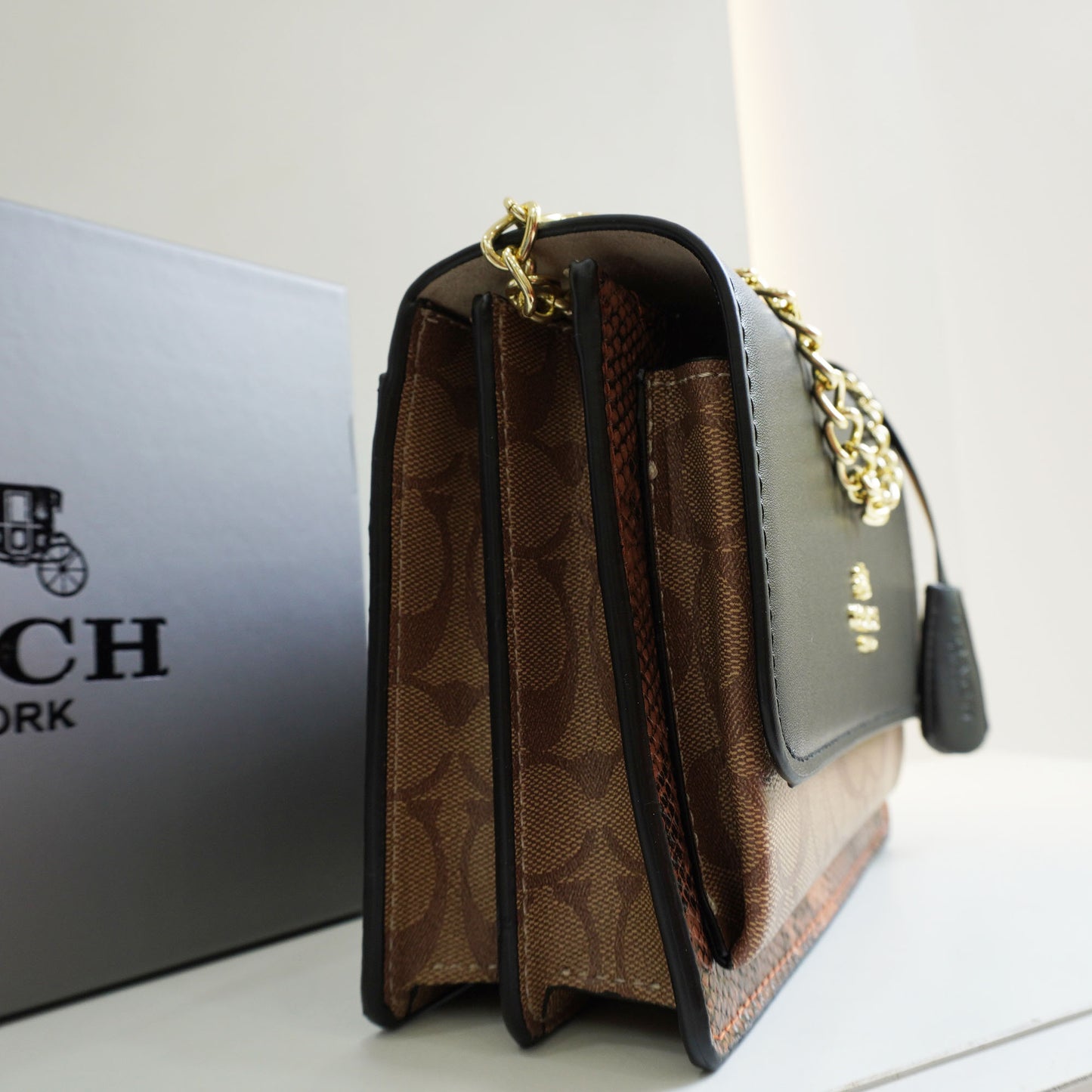 CH09 Flap Sling Bag - Black Apricot (Double Box)