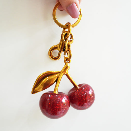 CH99 - Glitter Cherry Bag Charm &amp; Key Ring
