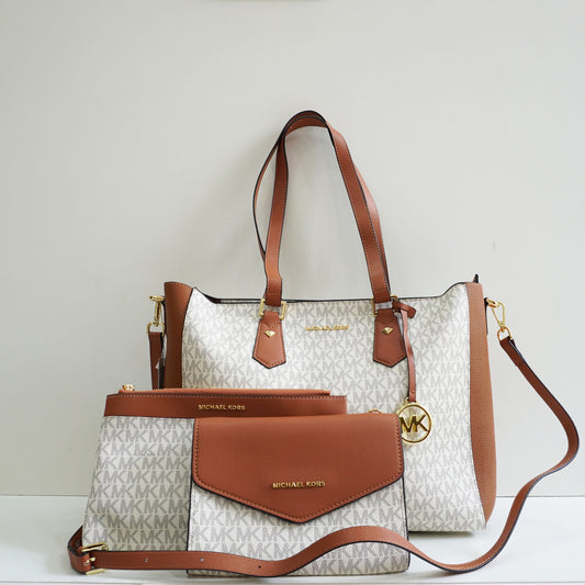 MK777 - 3 in 1 Tote Set - White