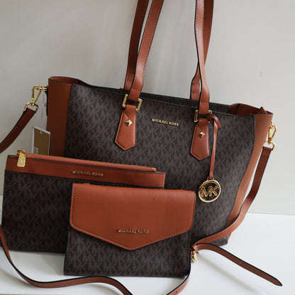 MK777 - 3 in 1 Tote Set - Brown