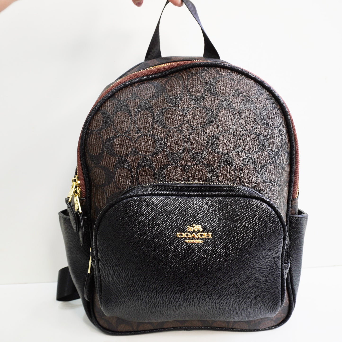 CH01 Elegant Signature Print Backpack - Coffee Monogram