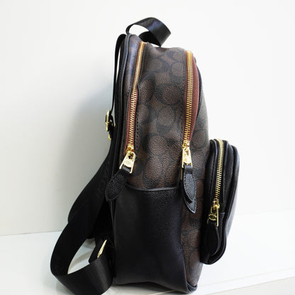 CH01 Elegant Signature Print Backpack - Coffee Monogram