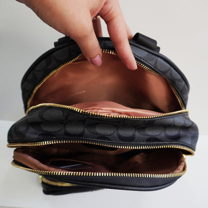 CH01 Elegant Signature Print Backpack - Coffee Monogram