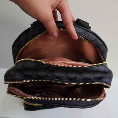 CH01 Elegant Signature Print Backpack - Black Monogram