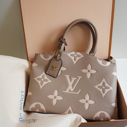 LV41 Taupe Monogram-Embossed Top Handle Bag