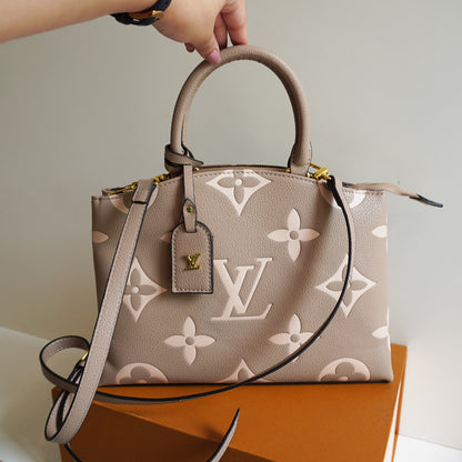 LV41 Taupe Monogram-Embossed Top Handle Bag