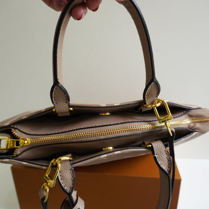 LV41 Taupe Monogram-Embossed Top Handle Bag