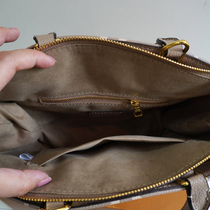 LV41 Taupe Monogram-Embossed Top Handle Bag
