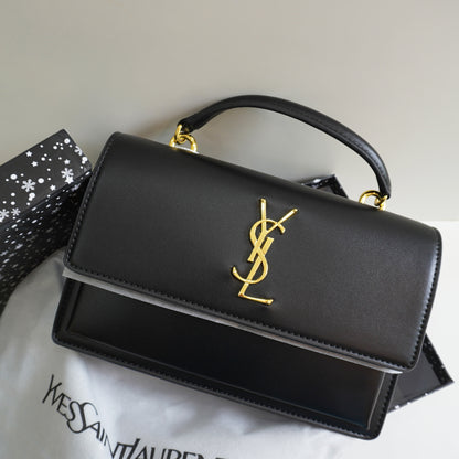 YSL 3 - Chic Black Structured Shoulder Bag
