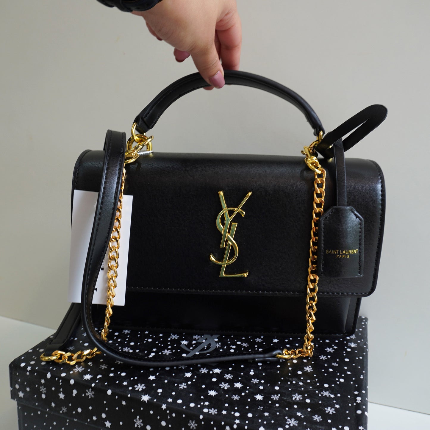 YSL 3 - Chic Black Structured Shoulder Bag