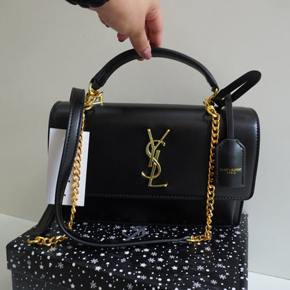YSL 3 - Chic Black Structured Shoulder Bag