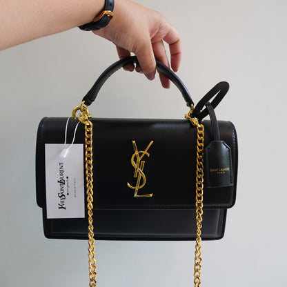 YSL 3 - Chic Black Structured Shoulder Bag