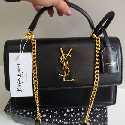 YSL 3 - Chic Black Structured Shoulder Bag