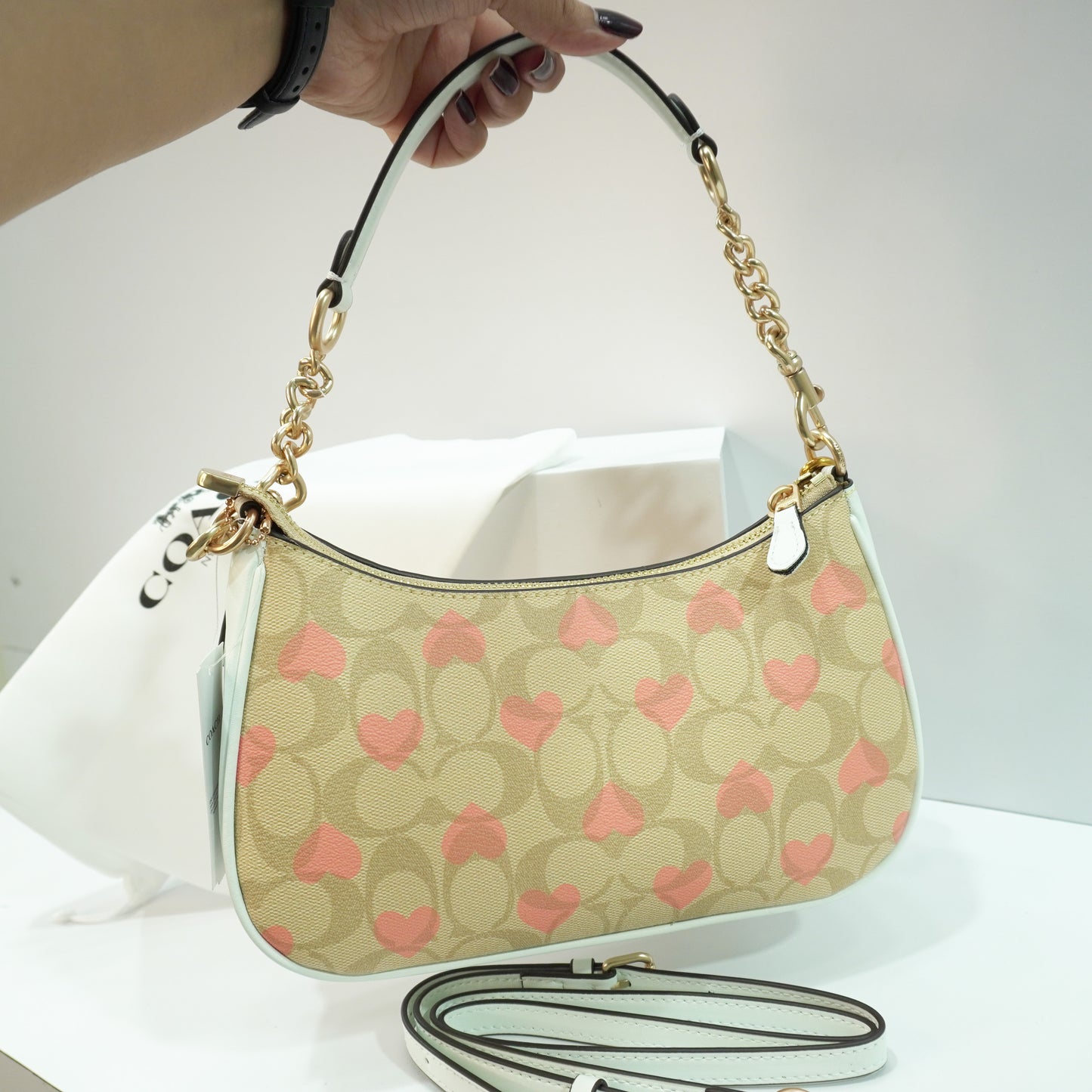 CH Teri Sling Bag - Signature Colour with Heart Print