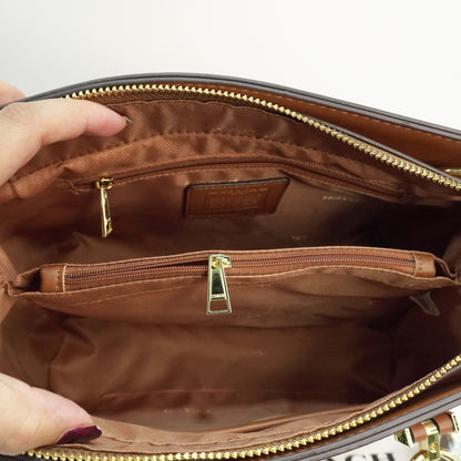 CH Satchel - Tan Signature Print
