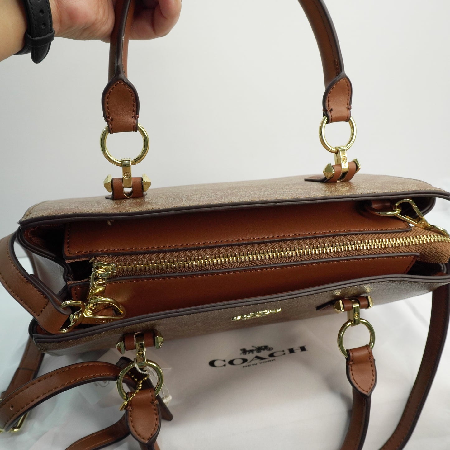 CH Satchel - Tan Signature Print
