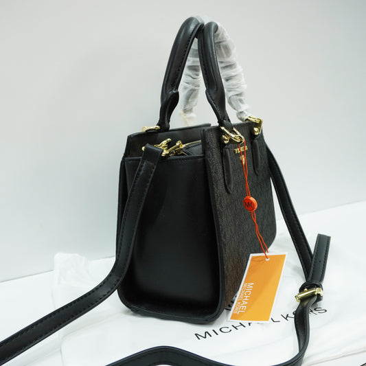 MK335 - Satchel Sling - Black Grey Monogram Print