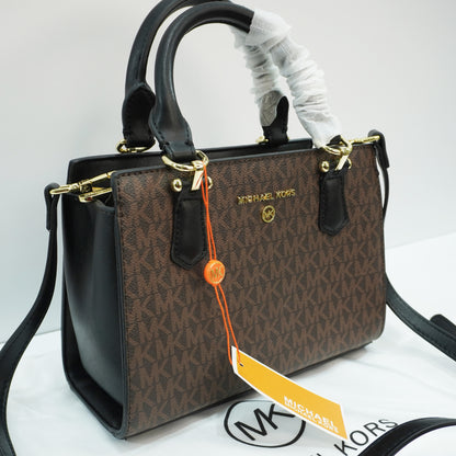 MK335 - Satchel Sling - Coffee Black Monogram Print