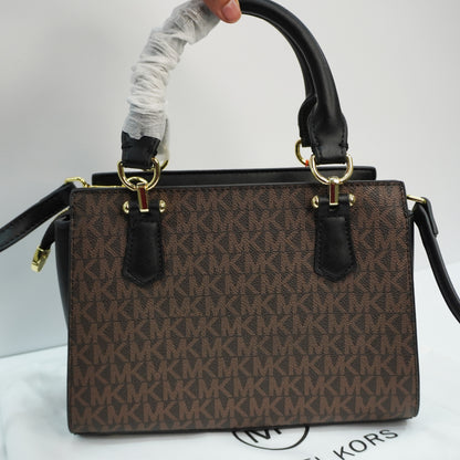 MK335 - Satchel Sling - Coffee Black Monogram Print