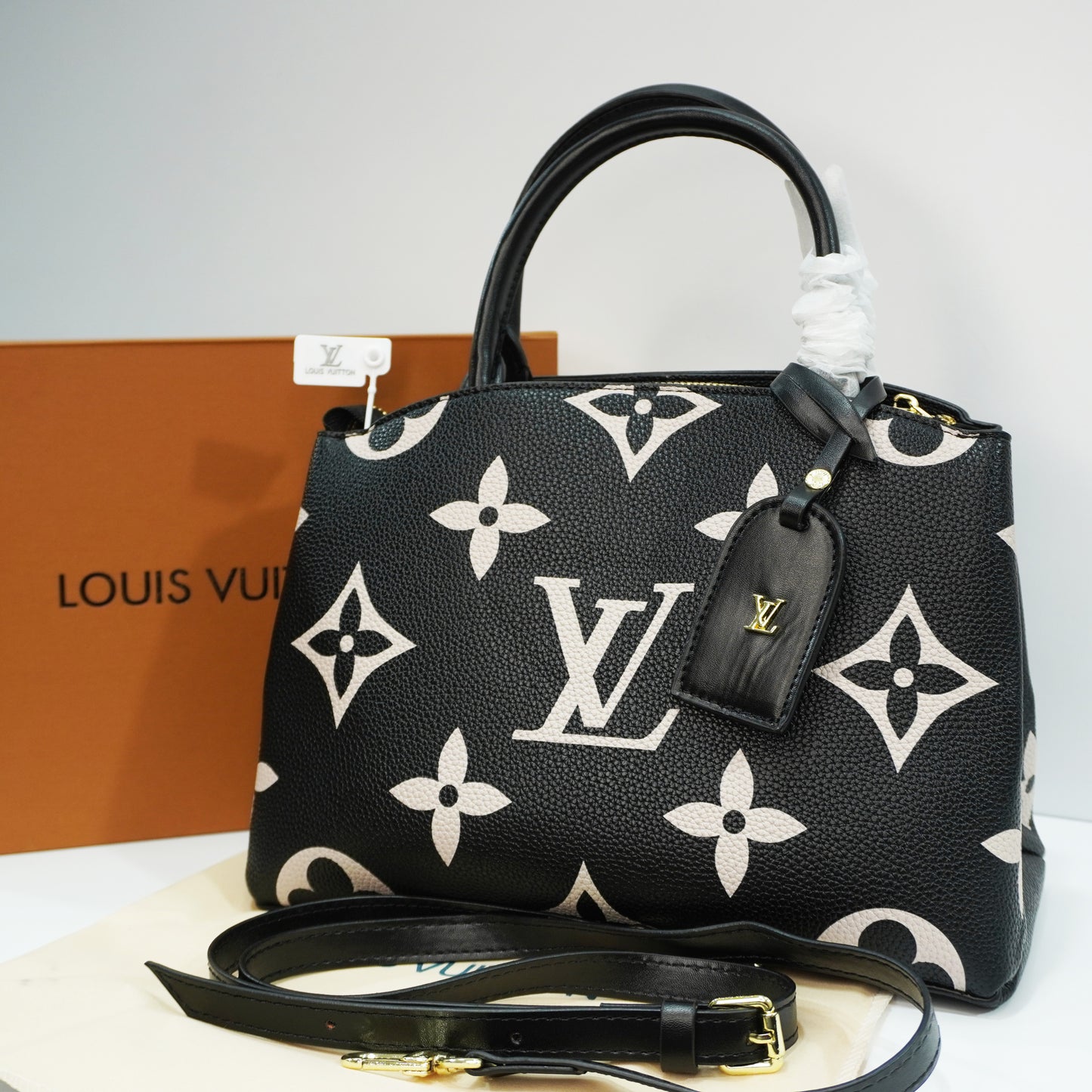 LV313 - Sling Satchel - Black Monogram Print