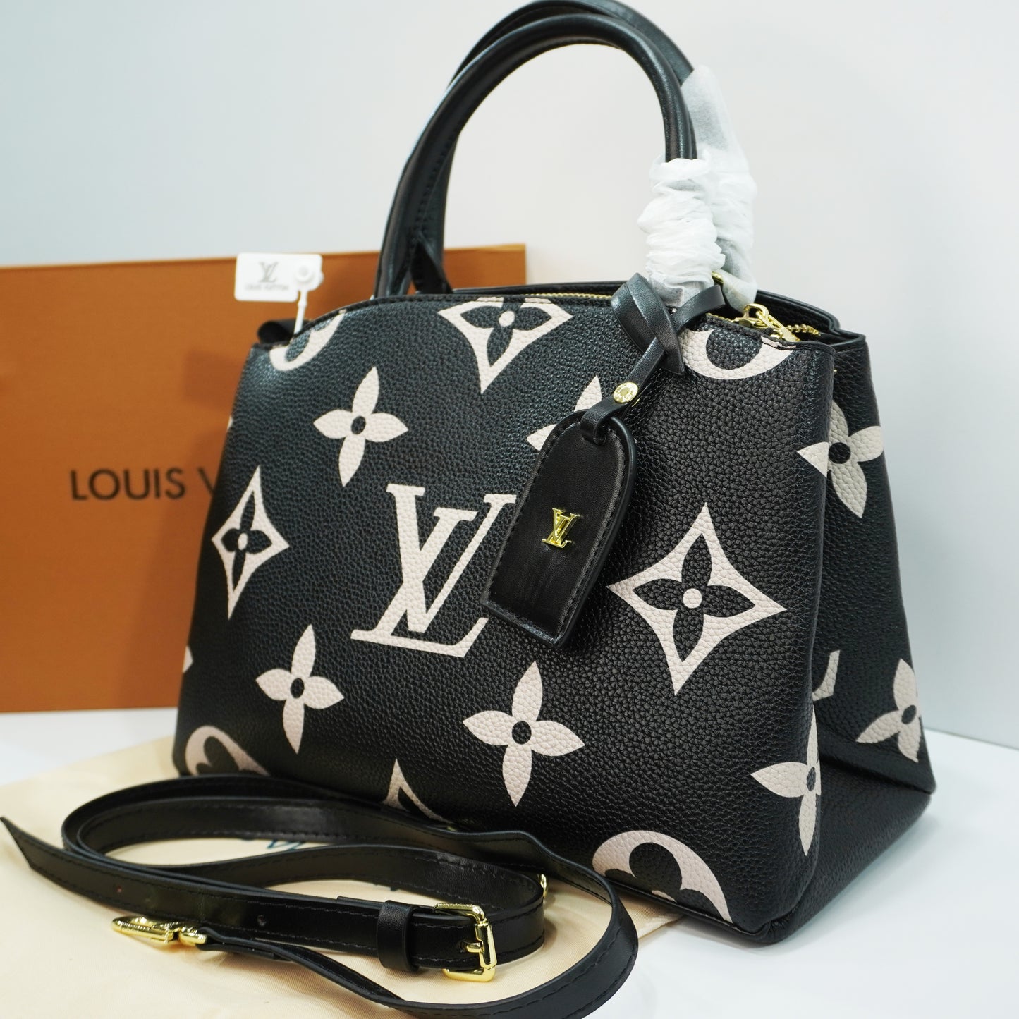 LV313 - Sling Satchel - Black Monogram Print