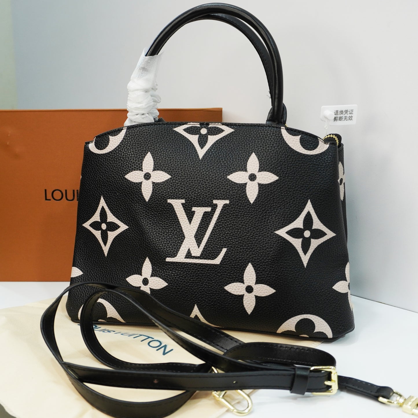 LV313 - Sling Satchel - Black Monogram Print