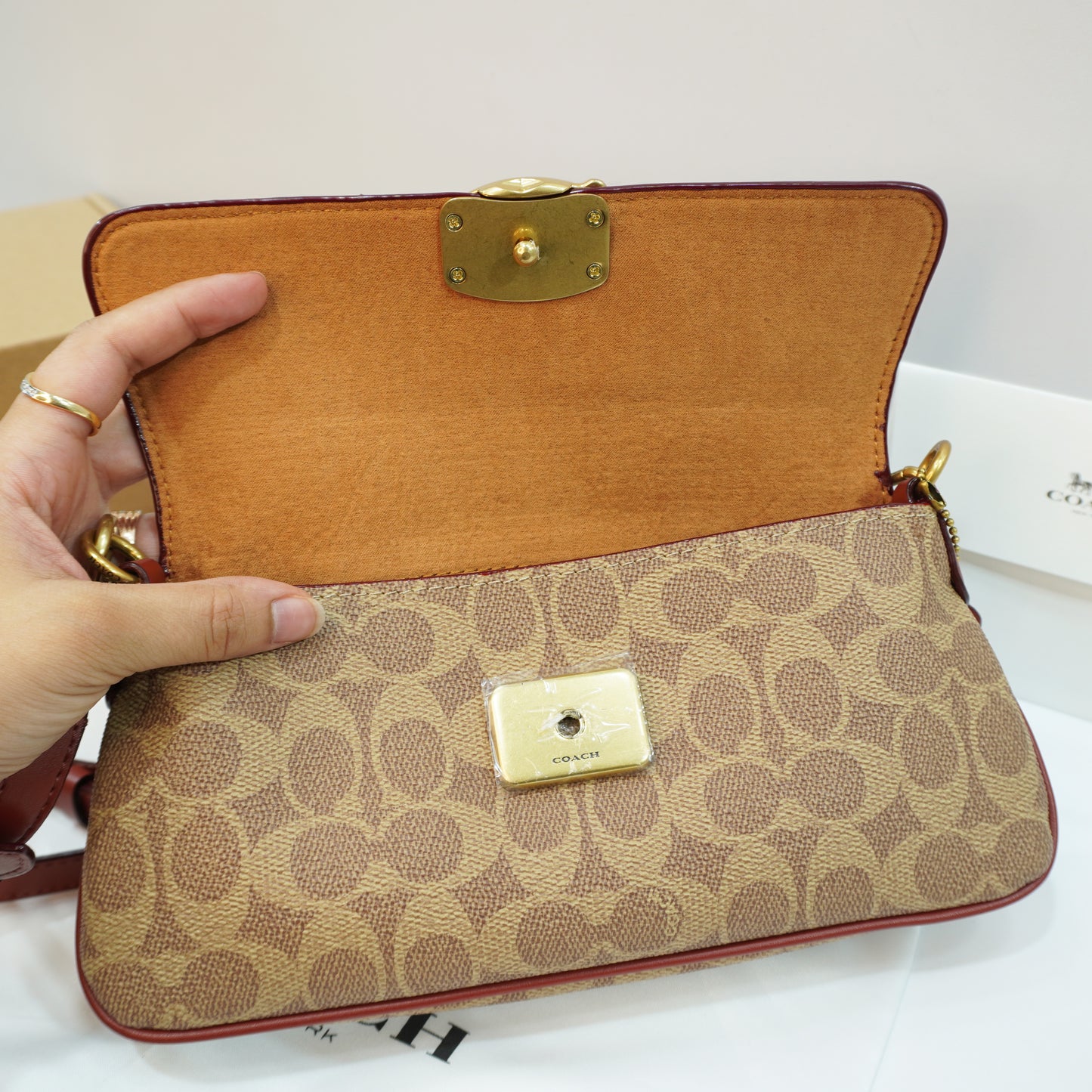 CH0070 - Sling/Shoulder/Clutch - Signature Tan Colour Ultra Premium Quality