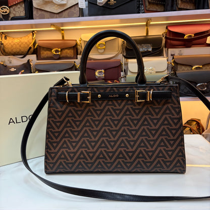 ALD Geometric Monogram Satchel - Black