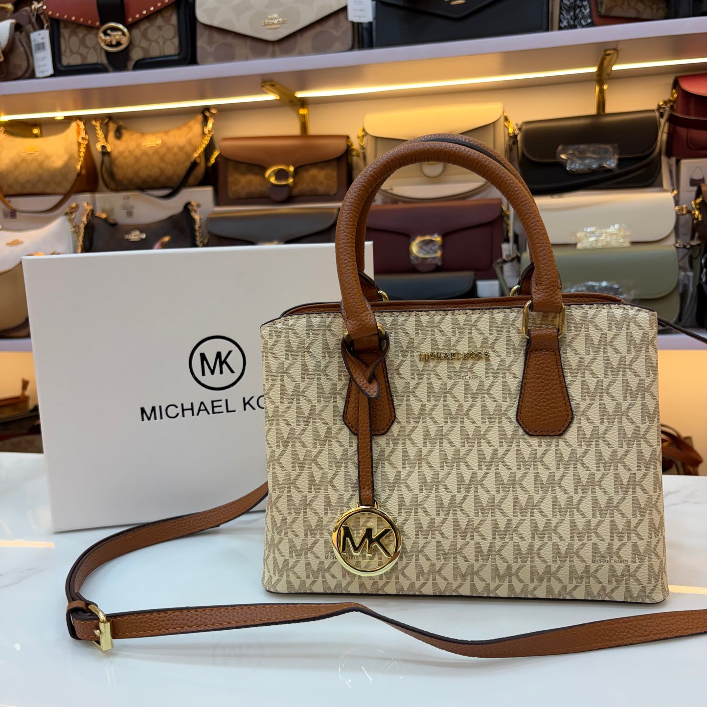 MK Sheila Medium Satchel - White