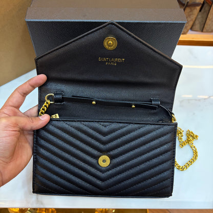 YSL Cassandre Wallet on Chain - Black